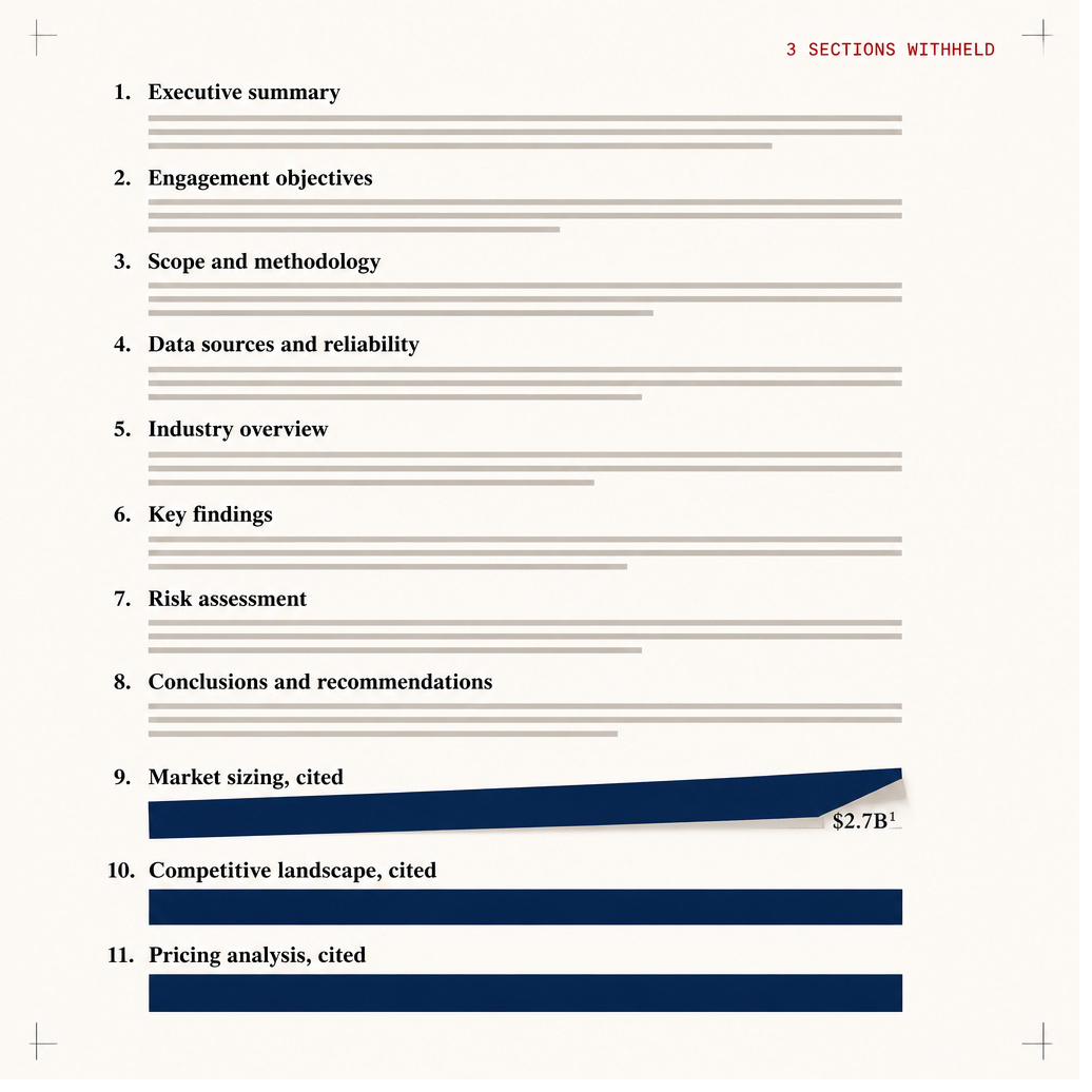 A redacted document section unlocking to reveal cited figures